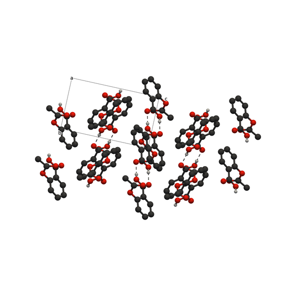 Packing diagram down a with hydrogen bonds and the cell box